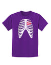 Black Skeleton Bones Ribcage with Heart Childrens Dark T-Shirt-Childrens T-Shirt-TooLoud-Purple-X-Small-Davson Sales