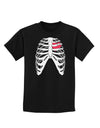 Black Skeleton Bones Ribcage with Heart Childrens Dark T-Shirt-Childrens T-Shirt-TooLoud-Black-X-Small-Davson Sales