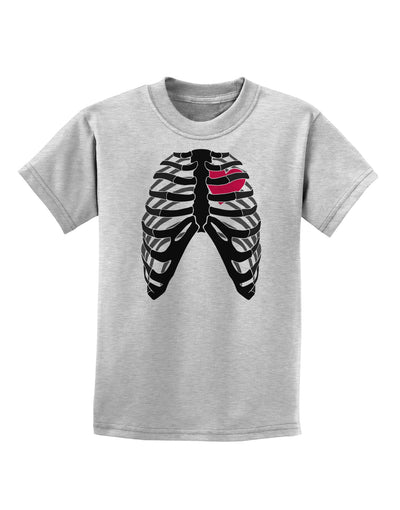 Black Skeleton Bones Ribcage with Heart Childrens T-Shirt-Childrens T-Shirt-TooLoud-AshGray-X-Small-Davson Sales