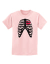 Black Skeleton Bones Ribcage with Heart Childrens T-Shirt-Childrens T-Shirt-TooLoud-PalePink-X-Small-Davson Sales