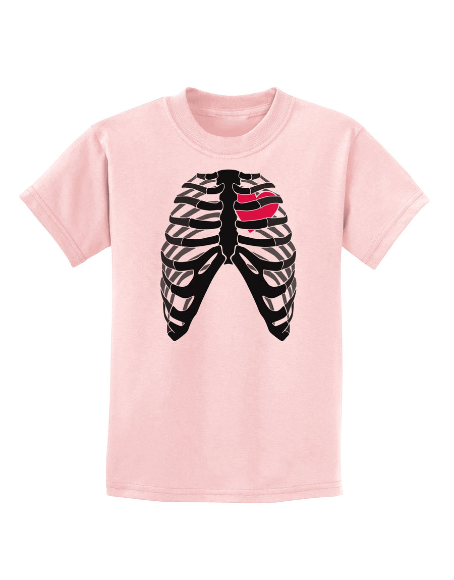 Black Skeleton Bones Ribcage with Heart Childrens T-Shirt-Childrens T-Shirt-TooLoud-White-X-Small-Davson Sales