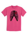 Black Skeleton Bones Ribcage with Heart Childrens T-Shirt-Childrens T-Shirt-TooLoud-Sangria-X-Small-Davson Sales