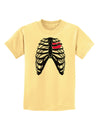 Black Skeleton Bones Ribcage with Heart Childrens T-Shirt-Childrens T-Shirt-TooLoud-Daffodil-Yellow-X-Small-Davson Sales