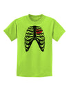 Black Skeleton Bones Ribcage with Heart Childrens T-Shirt-Childrens T-Shirt-TooLoud-Lime-Green-X-Small-Davson Sales