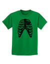 Black Skeleton Bones Ribcage with Heart Childrens T-Shirt-Childrens T-Shirt-TooLoud-Kelly-Green-X-Small-Davson Sales