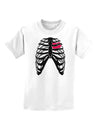 Black Skeleton Bones Ribcage with Heart Childrens T-Shirt-Childrens T-Shirt-TooLoud-White-X-Small-Davson Sales