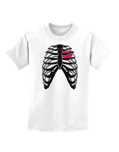 Black Skeleton Bones Ribcage with Heart Childrens T-Shirt-Childrens T-Shirt-TooLoud-White-X-Small-Davson Sales