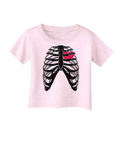 Black Skeleton Bones Ribcage with Heart Infant T-Shirt-Infant T-Shirt-TooLoud-Light-Pink-06-Months-Davson Sales