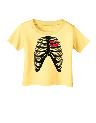 Black Skeleton Bones Ribcage with Heart Infant T-Shirt-Infant T-Shirt-TooLoud-Daffodil-Yellow-06-Months-Davson Sales