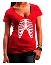 Black Skeleton Bones Ribcage with Heart Juniors V-Neck Dark T-Shirt-Womens V-Neck T-Shirts-TooLoud-Red-Small-Davson Sales