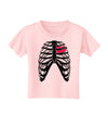 Black Skeleton Bones Ribcage with Heart Toddler T-Shirt-Toddler T-Shirt-TooLoud-Light-Pink-2T-Davson Sales