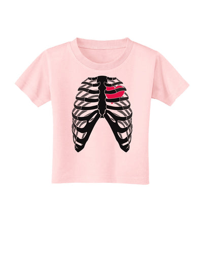 Black Skeleton Bones Ribcage with Heart Toddler T-Shirt-Toddler T-Shirt-TooLoud-Light-Pink-2T-Davson Sales