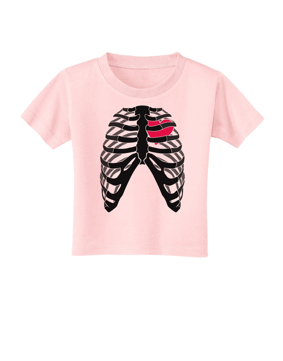 Black Skeleton Bones Ribcage with Heart Toddler T-Shirt-Toddler T-Shirt-TooLoud-White-2T-Davson Sales