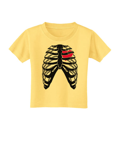 Black Skeleton Bones Ribcage with Heart Toddler T-Shirt-Toddler T-Shirt-TooLoud-Daffodil-Yellow-2T-Davson Sales