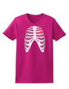 Black Skeleton Bones Ribcage with Heart Womens Dark T-Shirt-TooLoud-Hot-Pink-Small-Davson Sales