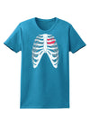 Black Skeleton Bones Ribcage with Heart Womens Dark T-Shirt-TooLoud-Turquoise-X-Small-Davson Sales