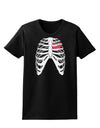 Black Skeleton Bones Ribcage with Heart Womens Dark T-Shirt-TooLoud-Black-X-Small-Davson Sales