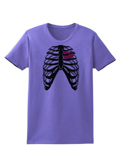 Black Skeleton Bones Ribcage with Heart Womens T-Shirt-Womens T-Shirt-TooLoud-Violet-X-Small-Davson Sales