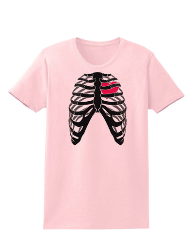 Black Skeleton Bones Ribcage with Heart Womens T-Shirt-Womens T-Shirt-TooLoud-PalePink-X-Small-Davson Sales