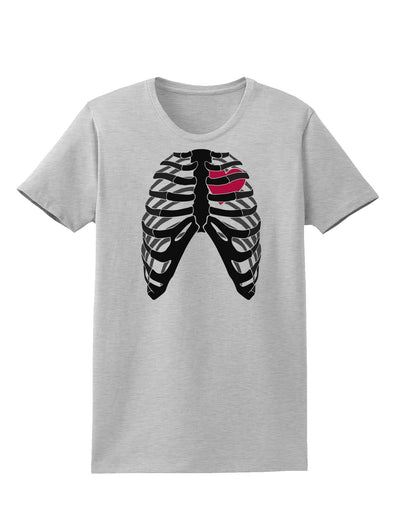 Black Skeleton Bones Ribcage with Heart Womens T-Shirt-Womens T-Shirt-TooLoud-AshGray-X-Small-Davson Sales