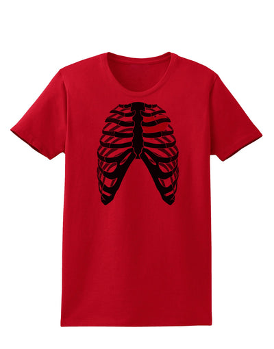 Black Skeleton Bones Ribcage with Heart Womens T-Shirt-Womens T-Shirt-TooLoud-Red-X-Small-Davson Sales