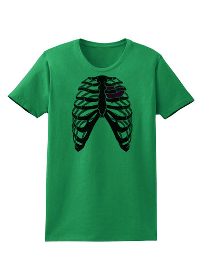 Black Skeleton Bones Ribcage with Heart Womens T-Shirt-Womens T-Shirt-TooLoud-Kelly-Green-X-Small-Davson Sales