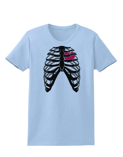 Black Skeleton Bones Ribcage with Heart Womens T-Shirt-Womens T-Shirt-TooLoud-Light-Blue-X-Small-Davson Sales