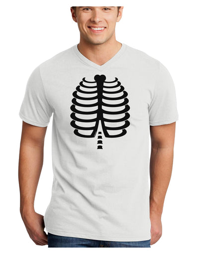 Black Skeleton Ribcage Halloween Adult V-Neck T-shirt-Mens V-Neck T-Shirt-TooLoud-White-Small-Davson Sales