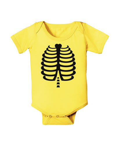 Black Skeleton Ribcage Halloween Baby Romper Bodysuit-Baby Romper-TooLoud-Yellow-06-Months-Davson Sales