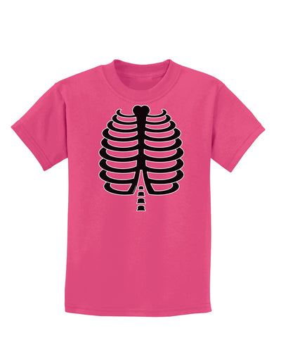 Black Skeleton Ribcage Halloween Childrens Dark T-Shirt-Childrens T-Shirt-TooLoud-Sangria-X-Small-Davson Sales