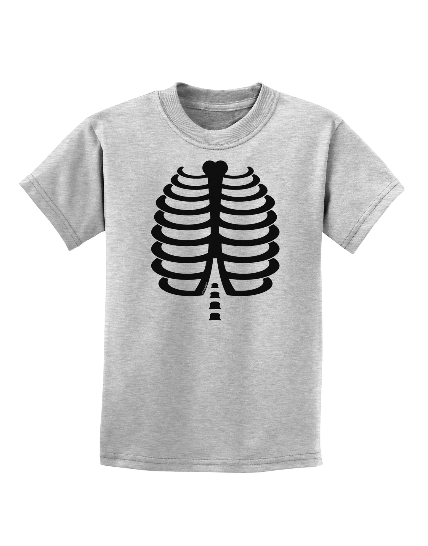 Black Skeleton Ribcage Halloween Childrens T-Shirt-Childrens T-Shirt-TooLoud-AshGray-X-Small-Davson Sales