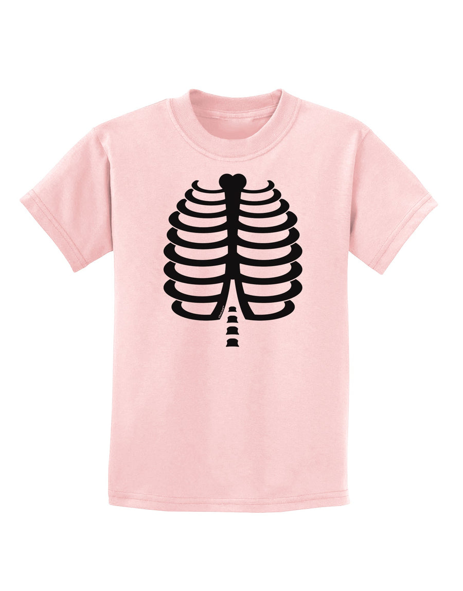 Black Skeleton Ribcage Halloween Childrens T-Shirt-Childrens T-Shirt-TooLoud-White-X-Small-Davson Sales