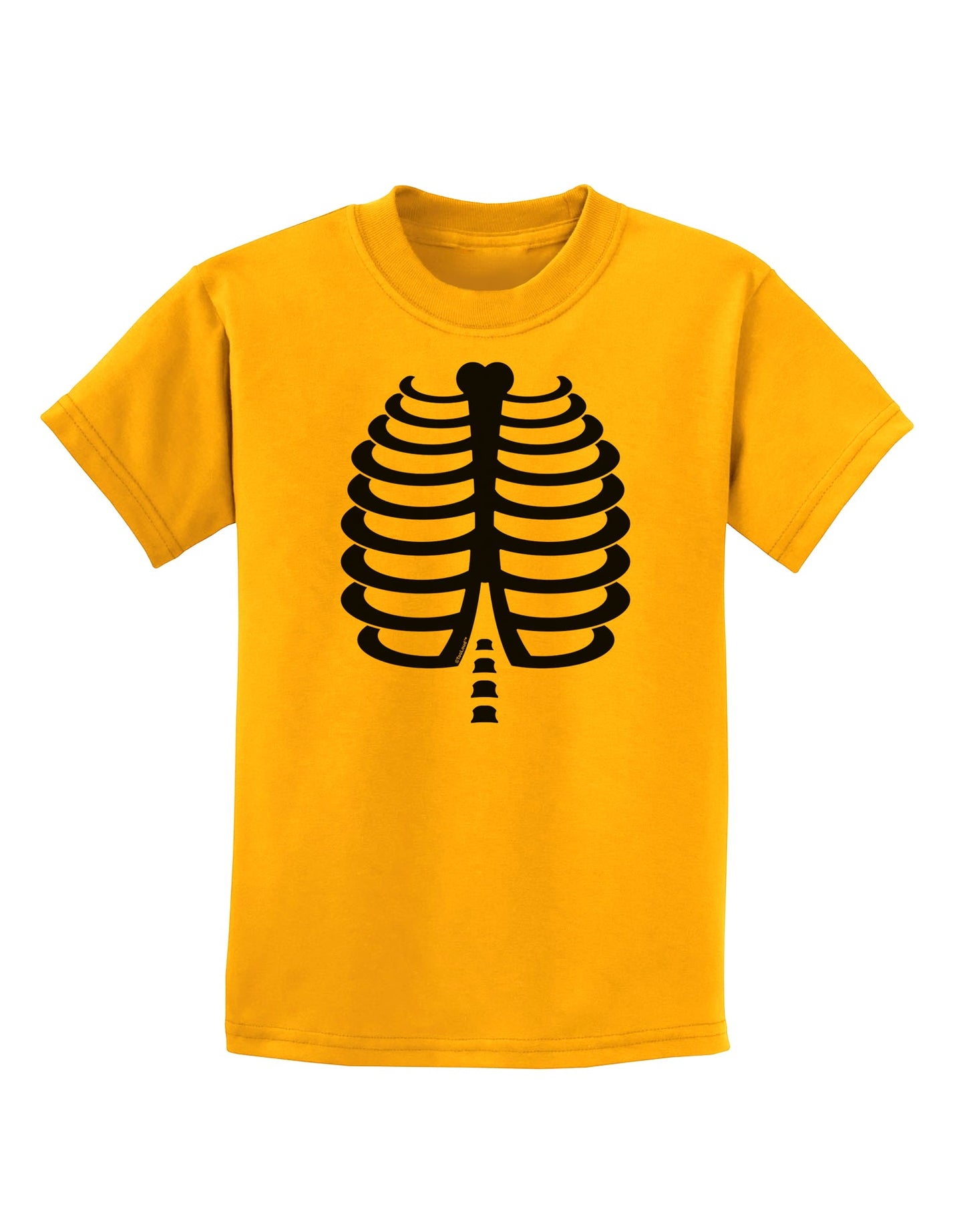 Black Skeleton Ribcage Halloween Childrens T-Shirt-Childrens T-Shirt-TooLoud-Gold-X-Small-Davson Sales