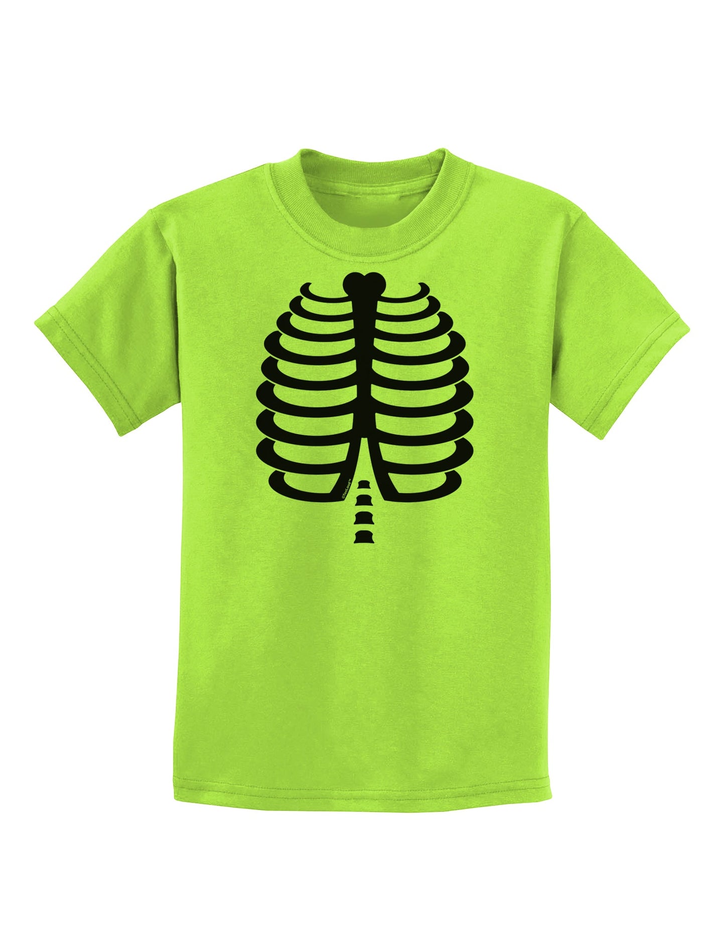 Black Skeleton Ribcage Halloween Childrens T-Shirt-Childrens T-Shirt-TooLoud-Lime-Green-X-Small-Davson Sales