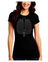 Black Skeleton Ribcage Halloween Juniors Crew Dark T-Shirt-T-Shirts Juniors Tops-TooLoud-Black-Juniors Fitted Small-Davson Sales