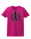 Black Skeleton Ribcage Halloween Womens Dark T-Shirt-TooLoud-Hot-Pink-Small-Davson Sales