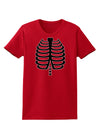 Black Skeleton Ribcage Halloween Womens Dark T-Shirt-TooLoud-Red-X-Small-Davson Sales