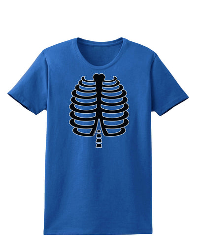 Black Skeleton Ribcage Halloween Womens Dark T-Shirt-TooLoud-Royal-Blue-X-Small-Davson Sales