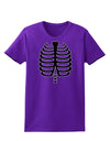 Black Skeleton Ribcage Halloween Womens Dark T-Shirt-TooLoud-Purple-X-Small-Davson Sales