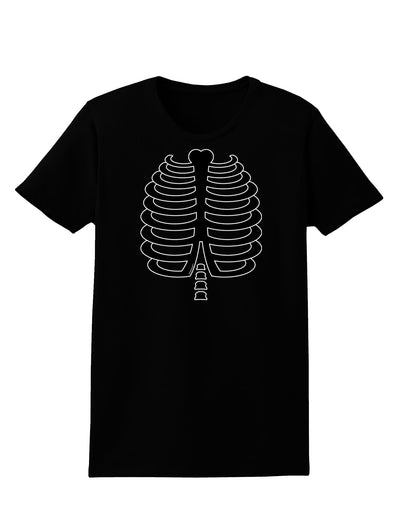 Black Skeleton Ribcage Halloween Womens Dark T-Shirt-TooLoud-Black-X-Small-Davson Sales