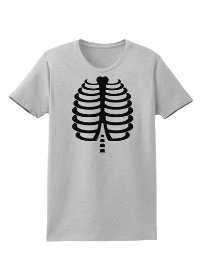 Black Skeleton Ribcage Halloween Womens T-Shirt-Womens T-Shirt-TooLoud-AshGray-X-Small-Davson Sales