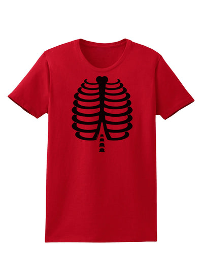 Black Skeleton Ribcage Halloween Womens T-Shirt-Womens T-Shirt-TooLoud-Red-X-Small-Davson Sales