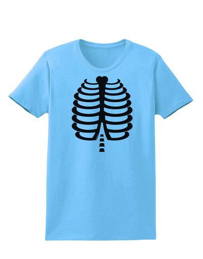 Black Skeleton Ribcage Halloween Womens T-Shirt-Womens T-Shirt-TooLoud-Aquatic-Blue-X-Small-Davson Sales