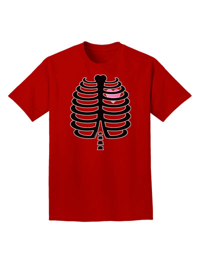 Black Skeleton Ribcage with Pink Heart Halloween Adult Dark T-Shirt-Mens T-Shirt-TooLoud-Red-Small-Davson Sales