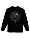 Black Skeleton Ribcage with Pink Heart Halloween Adult Long Sleeve Dark T-Shirt-TooLoud-Black-Small-Davson Sales