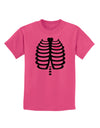 Black Skeleton Ribcage with Pink Heart Halloween Childrens T-Shirt-Childrens T-Shirt-TooLoud-Sangria-X-Small-Davson Sales