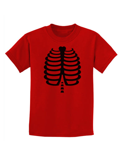 Black Skeleton Ribcage with Pink Heart Halloween Childrens T-Shirt-Childrens T-Shirt-TooLoud-Red-X-Small-Davson Sales