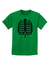 Black Skeleton Ribcage with Pink Heart Halloween Childrens T-Shirt-Childrens T-Shirt-TooLoud-Kelly-Green-X-Small-Davson Sales