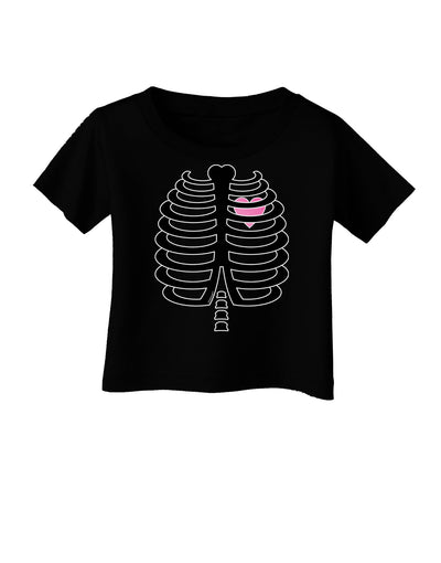 Black Skeleton Ribcage with Pink Heart Halloween Infant T-Shirt Dark-Infant T-Shirt-TooLoud-Black-06-Months-Davson Sales