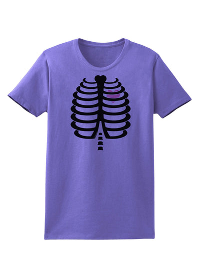 Black Skeleton Ribcage with Pink Heart Halloween Womens T-Shirt-Womens T-Shirt-TooLoud-Violet-X-Small-Davson Sales